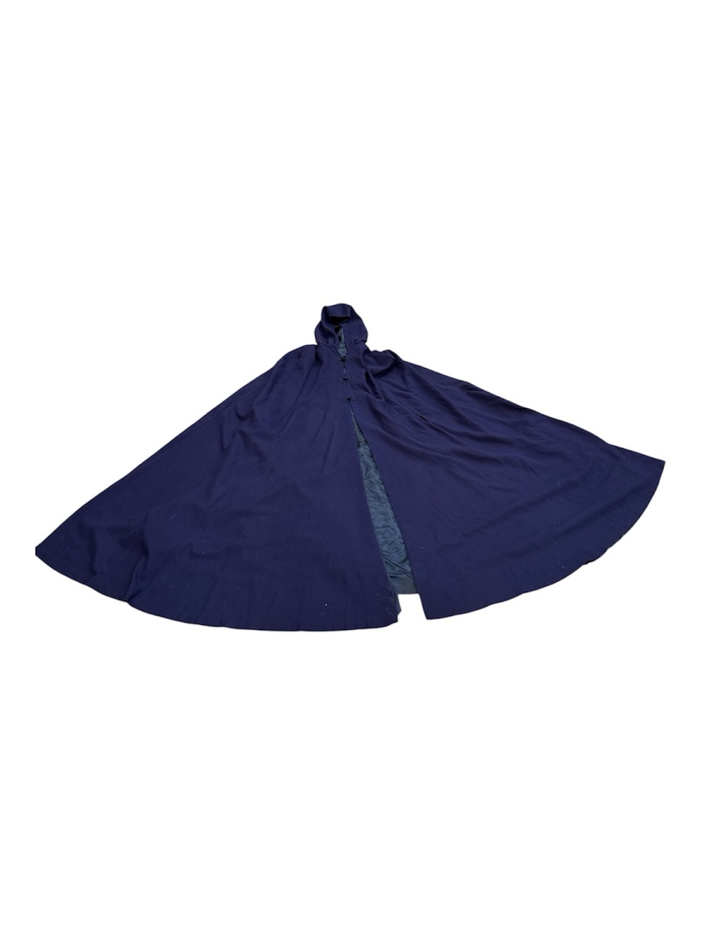 Vintage Navy Blue Heavyweight Hooded Cloak  Cape Full Circle Cut, Satin Lined - Picture 3 of 10
